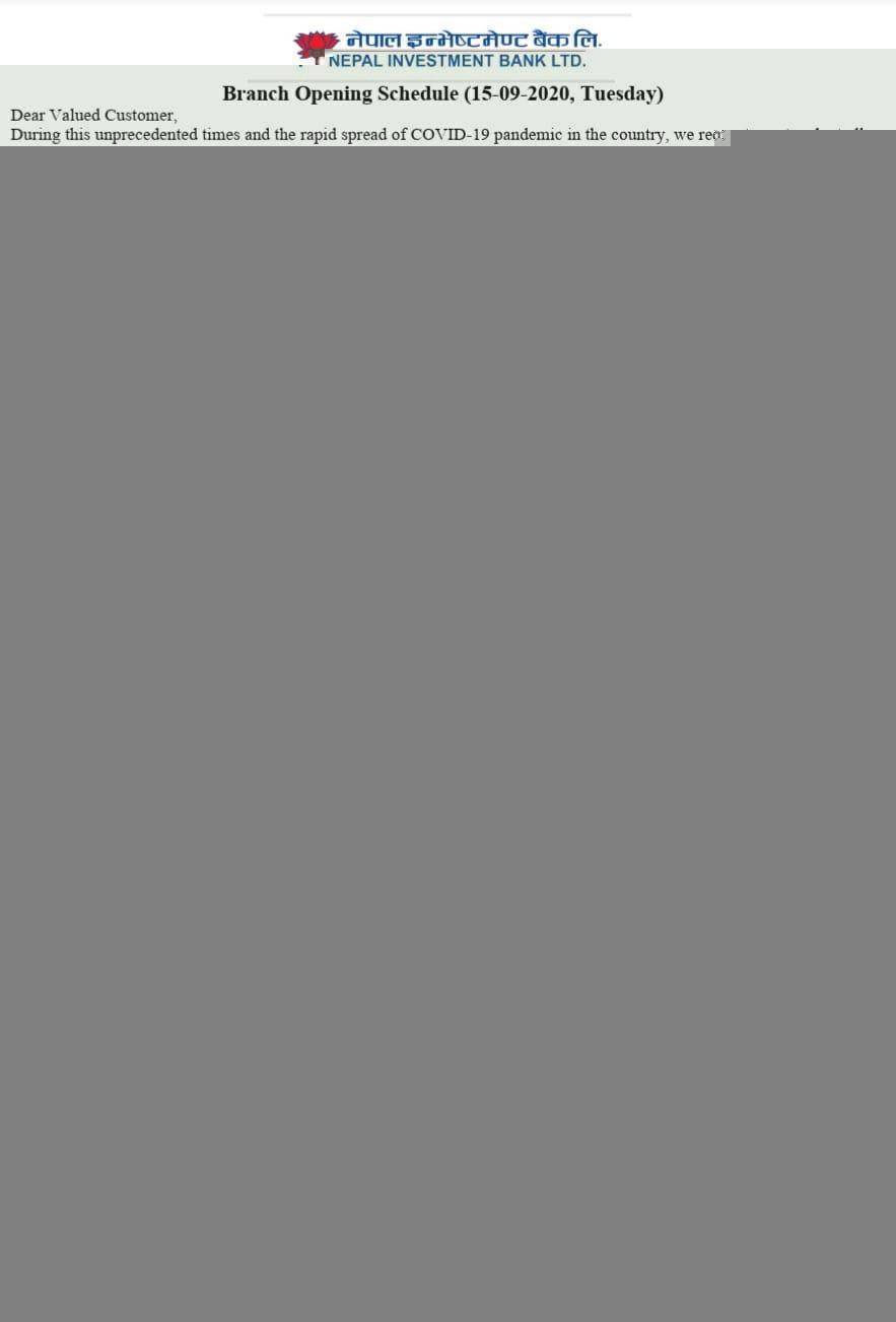 NIBL Branch Opening Hours NIMB