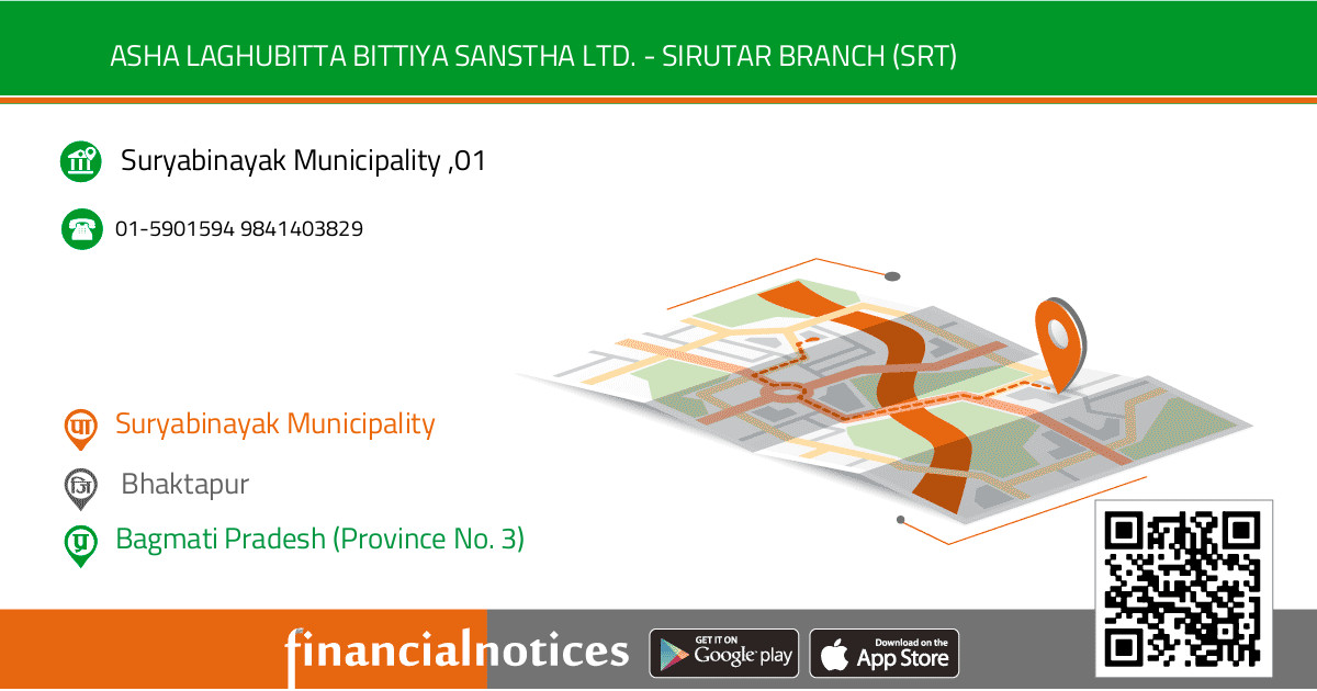 Asha Laghubitta Bittiya Sanstha Ltd. - Sirutar Branch (SRT) |  Bhaktapur - Bagmati Pradesh (Province No. 3)