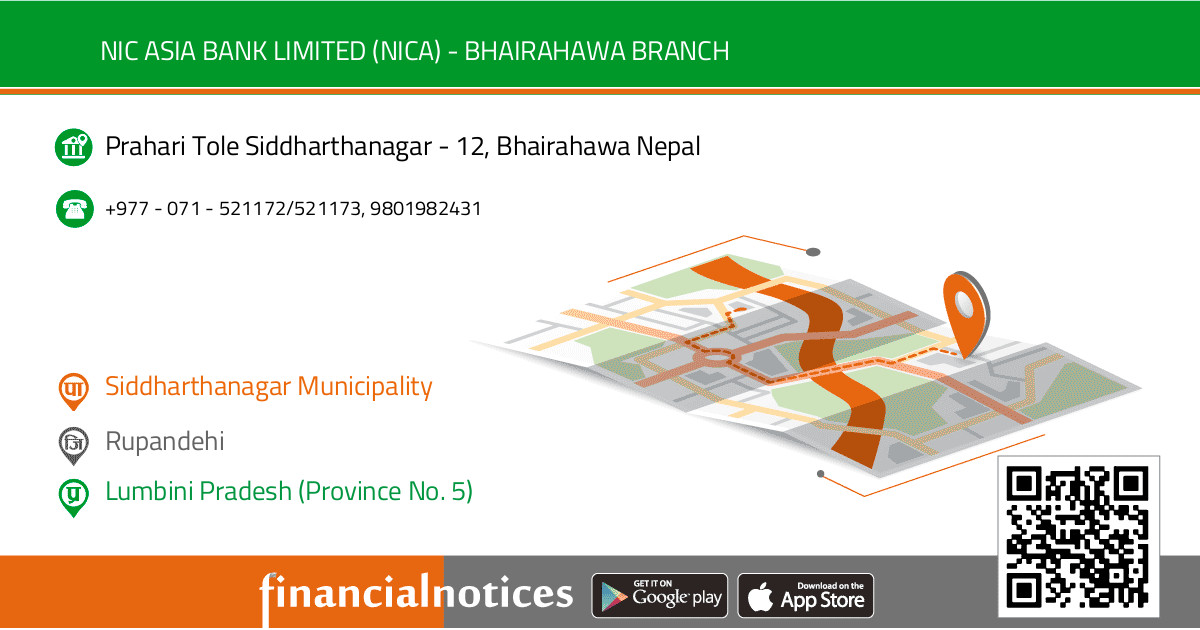 NIC ASIA Bank Limited (NICA) - Bhairahawa Branch | Rupandehi - Lumbini Pradesh (Province No. 5)