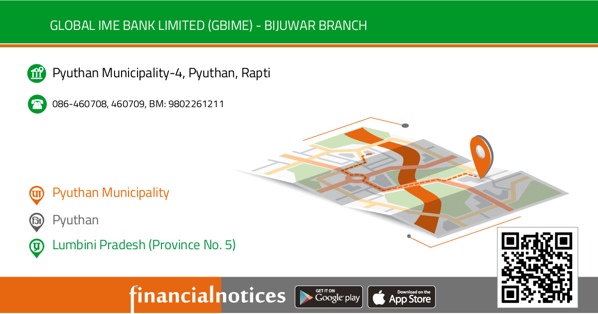 Global IME Bank Limited (GBIME) - Bijuwar Branch		 | Pyuthan - Lumbini Pradesh (Province No. 5)