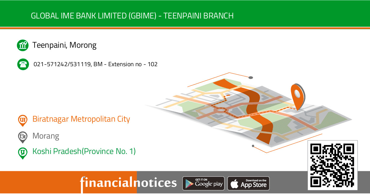 Global IME Bank Limited (GBIME) - Teenpaini Branch	 | Morang - Koshi Pradesh(Province No. 1)