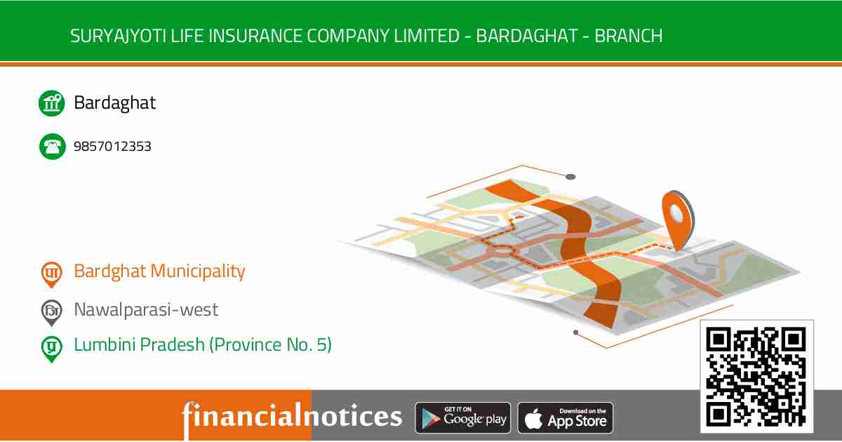 Suryajyoti life Insurance Company Limited - Bardaghat - Branch | Nawalparasi-west - Lumbini Pradesh (Province No. 5)
