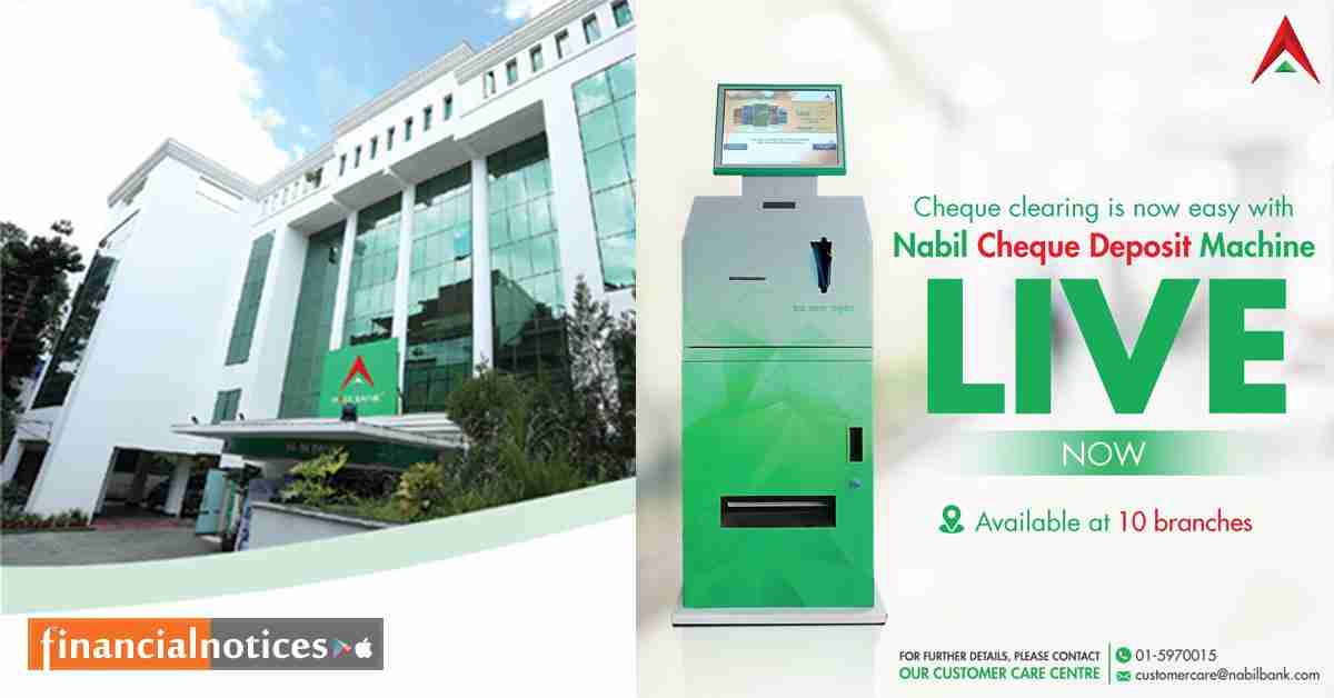 नबिल बैंकले ल्यायो मेसिनबाट चेक क्लियरिङ्ग गर्ने सुविधा