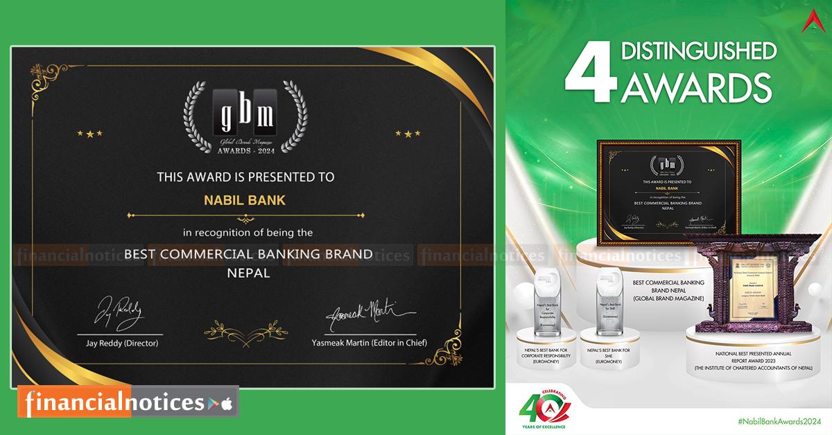 नबिल बैंकलाई एकैसाथ तीन अन्तर्राष्ट्रिय अवार्ड र एक राष्ट्रिय अवार्डबाट सम्मानित