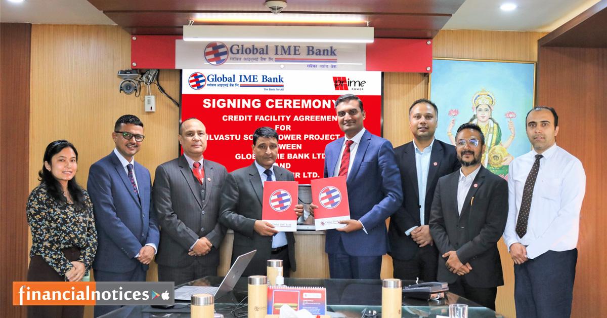 ग्लोबल आइएमई बैंकले ३० मेगावाटको सौर्य परियोजनामा लगानी गर्न प्राइम पावरसँग सम्झौता गर्‍यो
