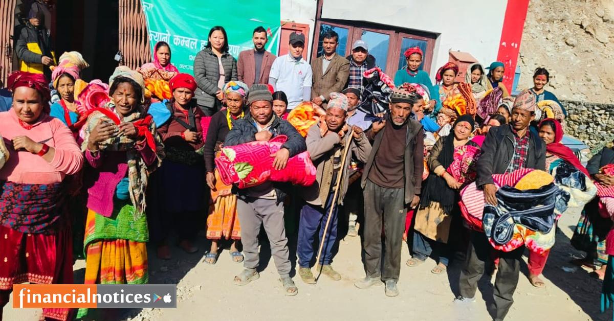नबिल बैंकद्वारा जाजरकोट र रुकुम पश्चिममा कम्बल वितरण