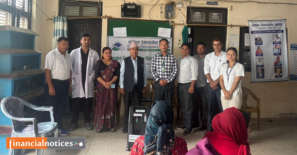 सांग्रिला डेभलपमेन्ट बैंकद्वारा रोल्पाको प्राथमिक स्वास्थ्य केन्द्रलाई अक्सिजन कन्सेन्ट्रेटर हस्तान्तरण