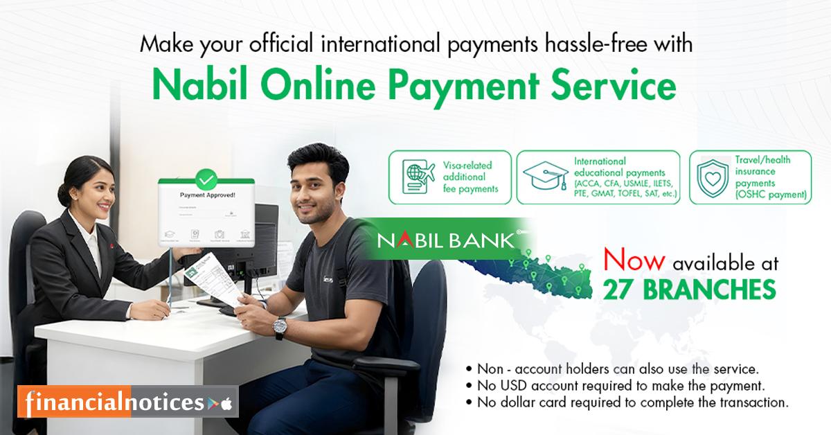 नबिल बैंकका २७ शाखामा अन्तर्राष्ट्रिय भुक्तानी सेवा विस्तार -