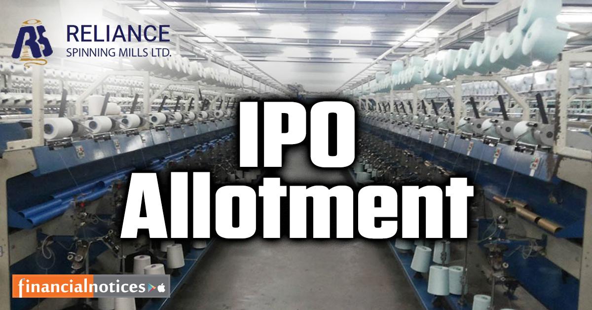 रिलायन्स स्पिनिङ्ग मिल्सको आईपीओ बाँडफाँट सम्पन्न, १८ हजारभन्दा बढी आवेदकलाई शेयर