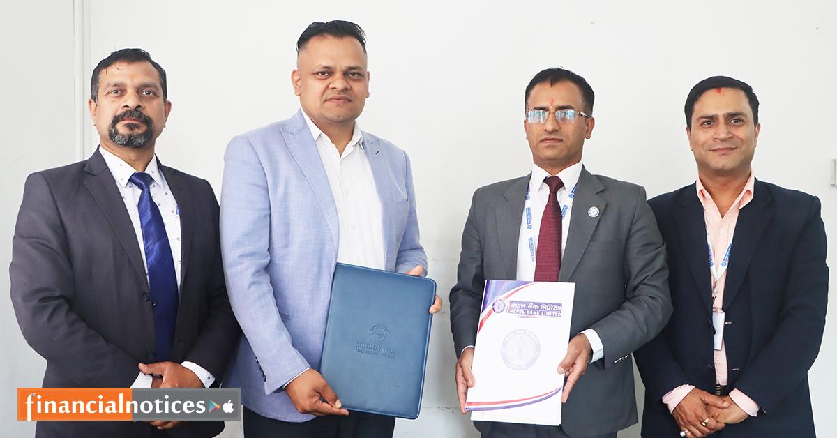 नेपाल बैंक र सिद्धार्थ बिजनेस ग्रुप अफ हस्पिटालिटि प्रा.लि. बिच सम्झौता