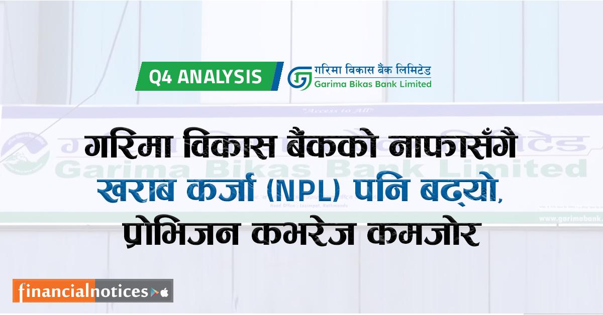 गरिमा विकास बैंकको नाफासँगै खराब कर्जा पनि बढ्यो, प्रोभिजन कभरेज कमजोर