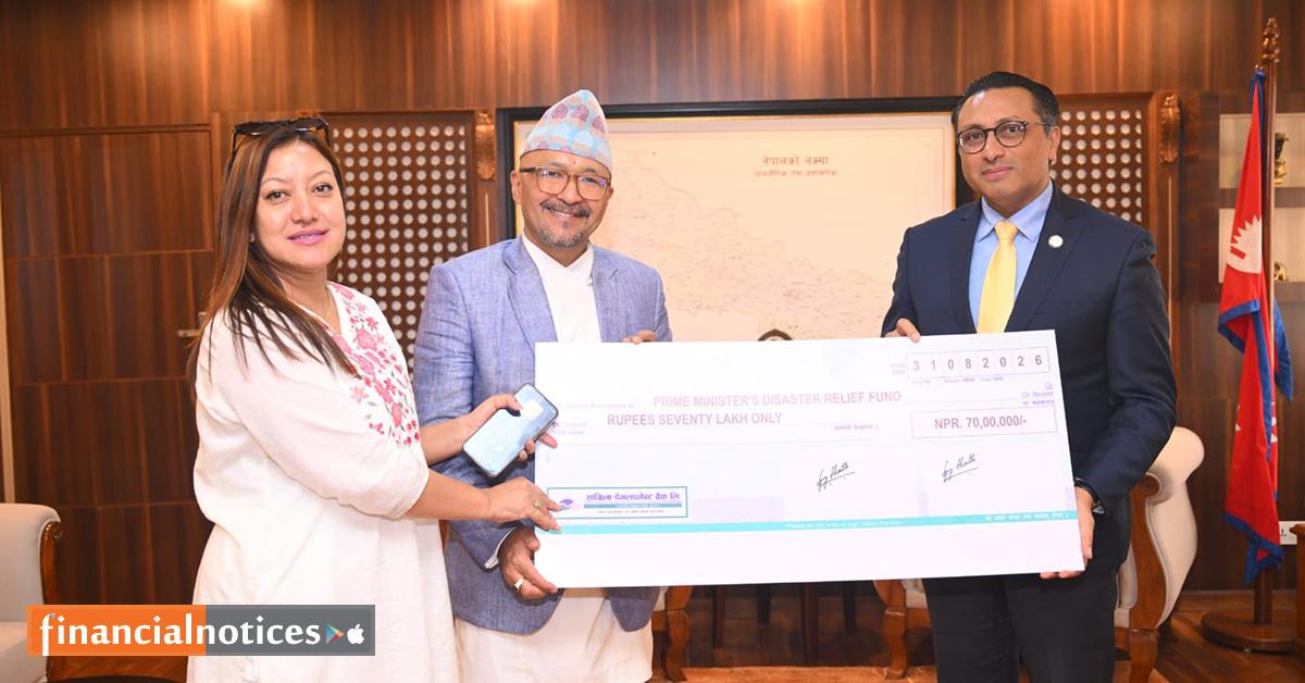सांग्रिला डेभलपमेन्ट बैंकद्वारा भोटेकोशी बाढी प्रभावितको सहयोगार्थ ७० लाख रुपैयाँ सहयोग
