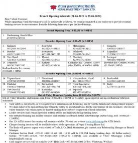 NIBL Banking Hours Information 