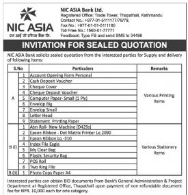 Invitation for Sealed Quotation