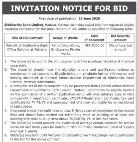 Invitation Notice for Bids