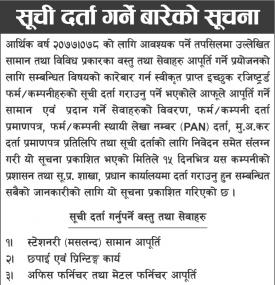 सूचि दर्ता गर्नेबारे सूचना