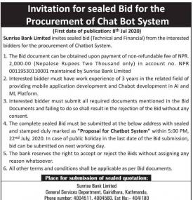 Invitation for sealed Bid - Chat Bot System
