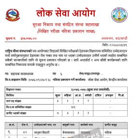 लिखित परीक्षाको नतिजा प्रकाशन (सहायक व्यवस्थापक)