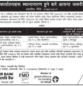 शाखा कार्यालय स्थानान्तरण हुने बारे सूचना