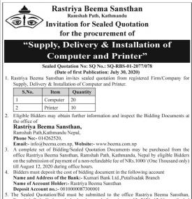 Invitation for Sealed Quotation