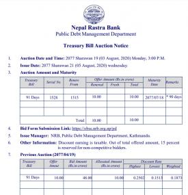 Treasury Bill Auction Notice