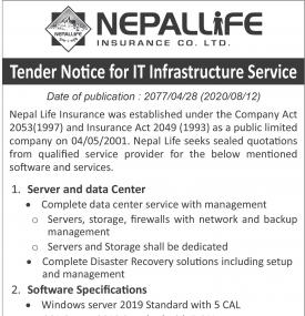 Tender Notice for IT Infrastructure Service