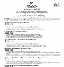 Banking Career Notice