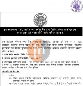 पुनरकर्जाका लागि आवेदन आह्वान गरिएको सूचना