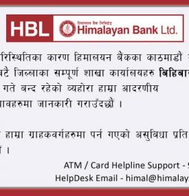 All Branches in KTM Valley will remain closed for today.