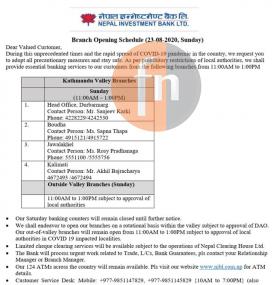 NIBL Branch Opening Schedule