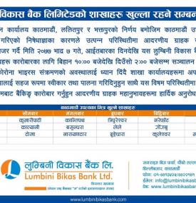 काठमाडौं उपत्यकाभित्र शाखाहरु सञ्चालन रहने सम्बन्धी सूचना