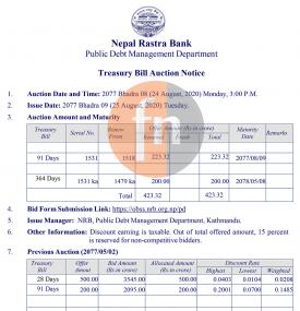 Treasury Bill Auction Notice