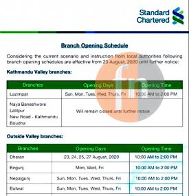Branch Opening Schedule