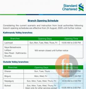 Branch Opening Schedule