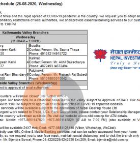 NIBL Branch Opening Schedule