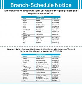 Branch Opening Schedule (Bagmati Province)