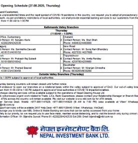 NIBL Branch Opening Schedule