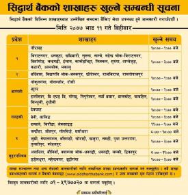 Branch Opening Schedule 