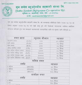 Revised Interest Rate of Deposited Scheme