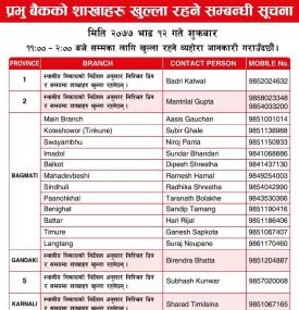 Prabhu Branch Opening Notice