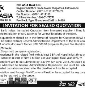 Invitation of Sealed Quotation