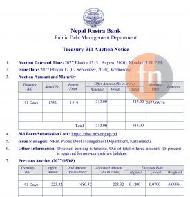 Treasury Bill Auction Notice