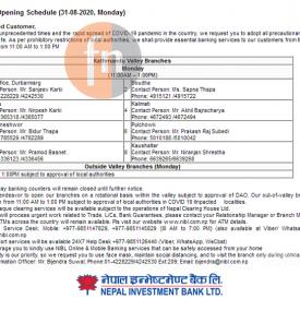NIBL Branch Opening Schedule