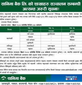 Sanima Branch Opening Notice