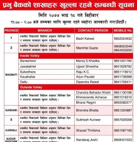 Prabhu Branch Opening Notice