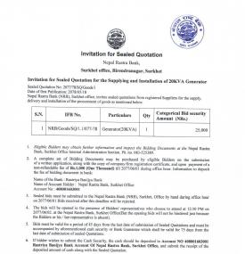 Invitation for Sealed Quotation -