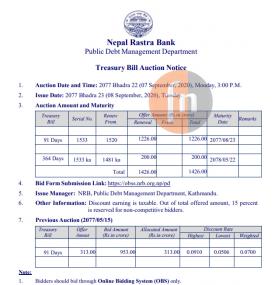 Treasury Bill Auction Notice