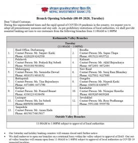 NIBL Branch Opening Schedule