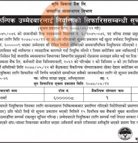 वैकल्पिक उम्मेदवारलाई नियुक्तिको सिफारीस सम्बन्धी सूचना