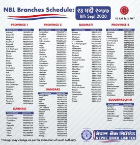 Branch Opening Hours on 23rd Bhadra